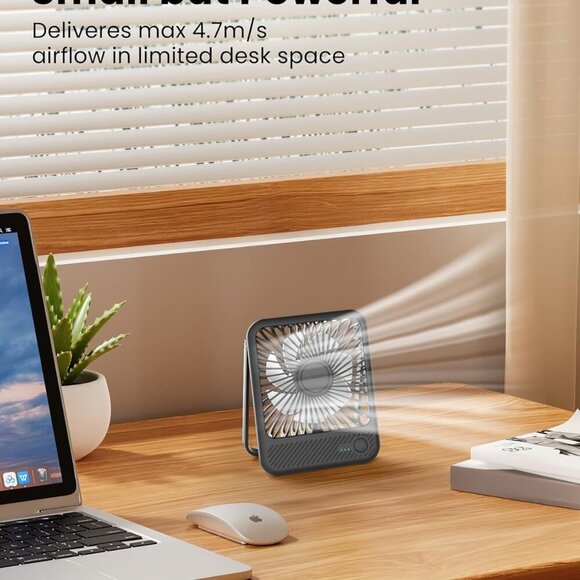 Desk Fan, Ultra Quiet 2.5-11h Battery Operated Small USB Fan with Strong Wind, 1 - Picture 3 of 7